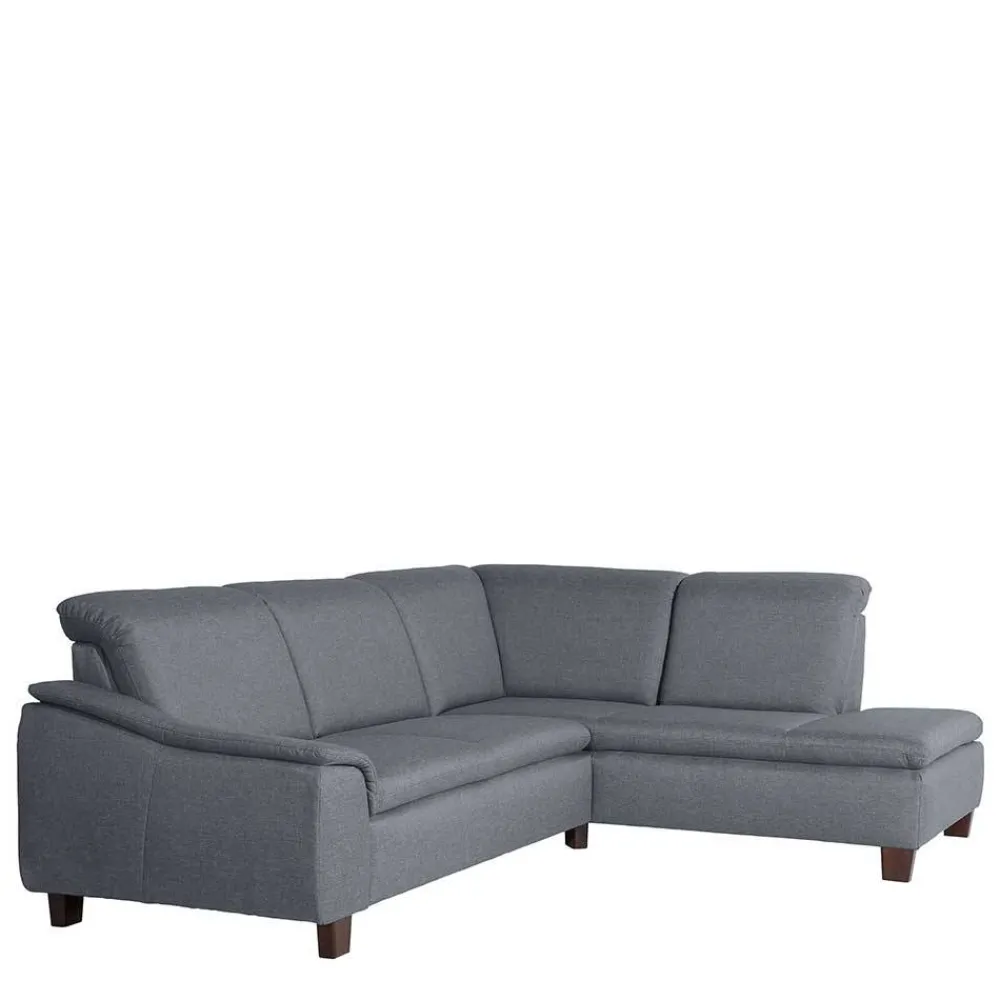 Wohnen Sofas<Polsterecke in Jeansblau mit Nussbaum - Ilea