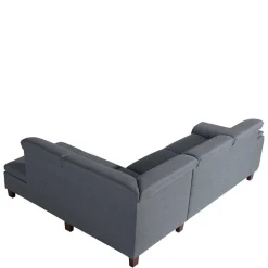 Wohnen Sofas<Polsterecke in Jeansblau mit Nussbaum - Ilea