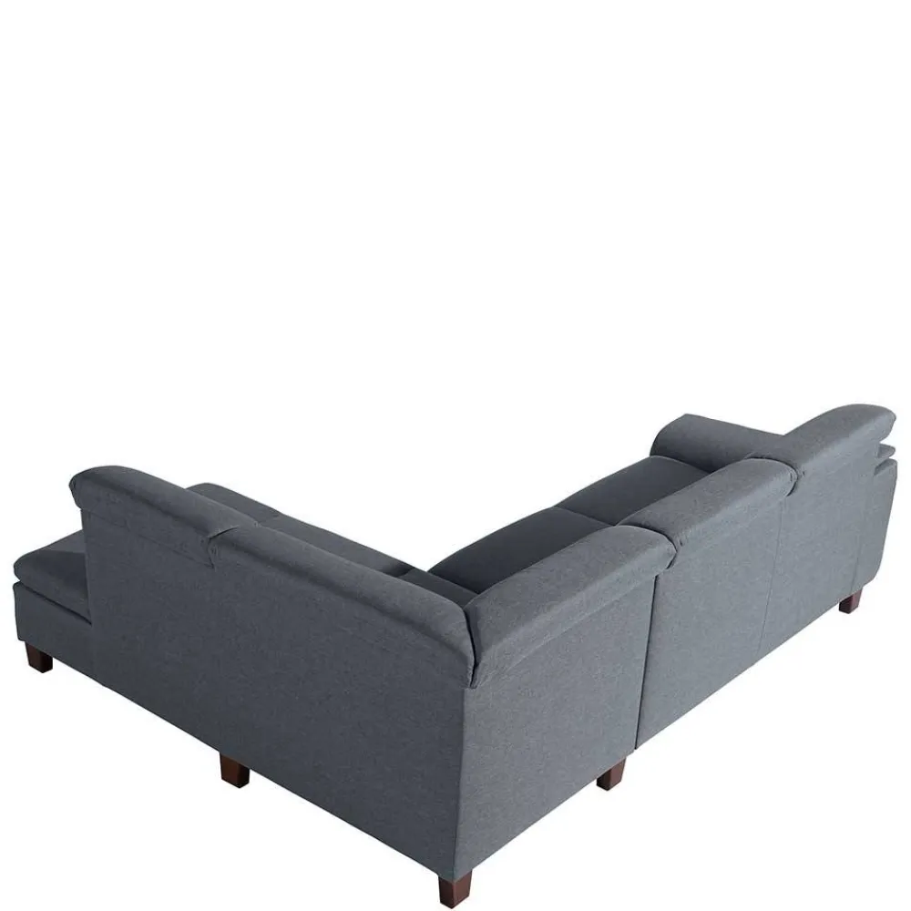 Wohnen Sofas<Polsterecke in Jeansblau mit Nussbaum - Ilea
