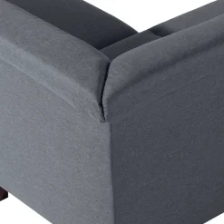 Wohnen Sofas<Polsterecke in Jeansblau mit Nussbaum - Ilea