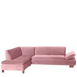 Wohnen Sofas<Polsterecke in Rosa mit Nussbaum Braun - Jaglyn