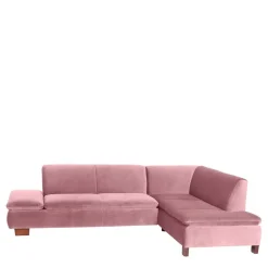 Wohnen Sofas<Polsterecke in Rosa mit Nussbaum Braun - Jaglyn