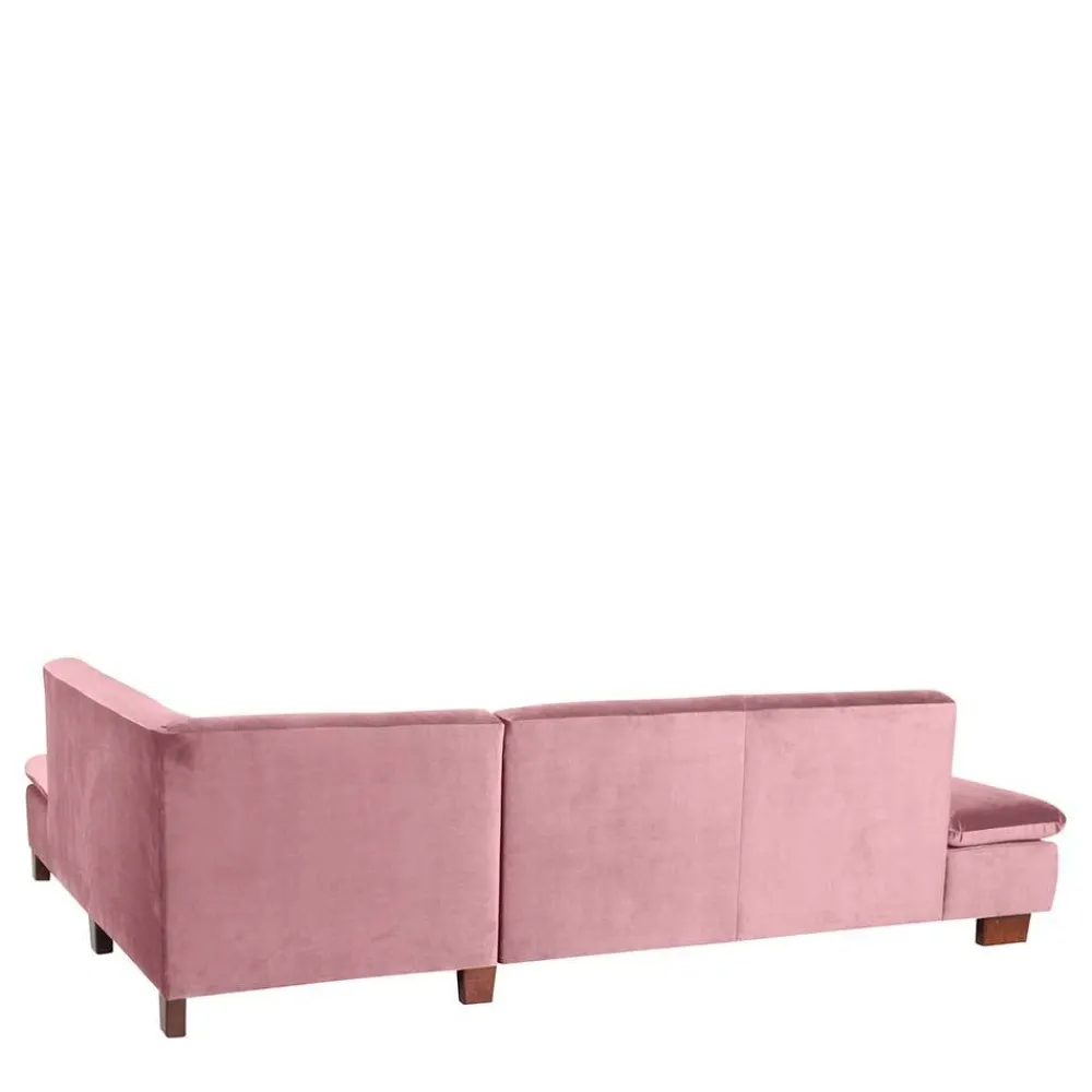 Wohnen Sofas<Polsterecke in Rosa mit Nussbaum Braun - Jaglyn