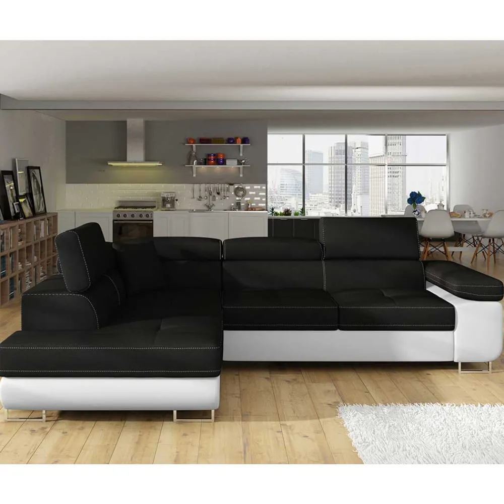 Wohnen Sofas<Polsterecke in Schwarzbraun Weiß mit Funktion - Ziariva