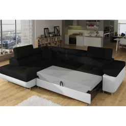 Wohnen Sofas<Polsterecke in Schwarzbraun Weiß mit Funktion - Ziariva