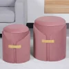 Wohnen Hocker<Polsterhocker Duo in Altrosa Samt - Akinasa (zweiteilig)