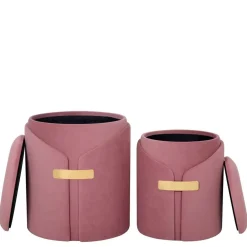 Wohnen Hocker<Polsterhocker Duo in Altrosa Samt - Akinasa (zweiteilig)