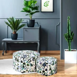 Wohnen Hocker<Polsterhocker Duo mit Blumen Muster - Tujago (zweiteilig)