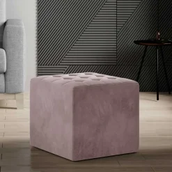 Wohnen Hocker<Polsterhocker in Altrosa - matter Samt - Gazonia