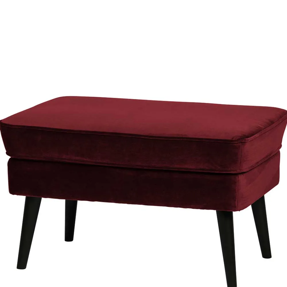 Wohnen Hocker<Polsterhocker in Dunkelrot & Schwarz - Haenja