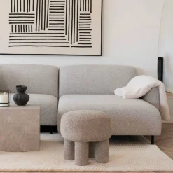 Wohnen Hocker<Polsterhocker in Hellgrau Boucle - Pandorra
