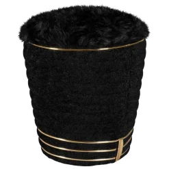 Wohnen Hocker<Polsterhocker in Schwarz mit Gold - Velsamos