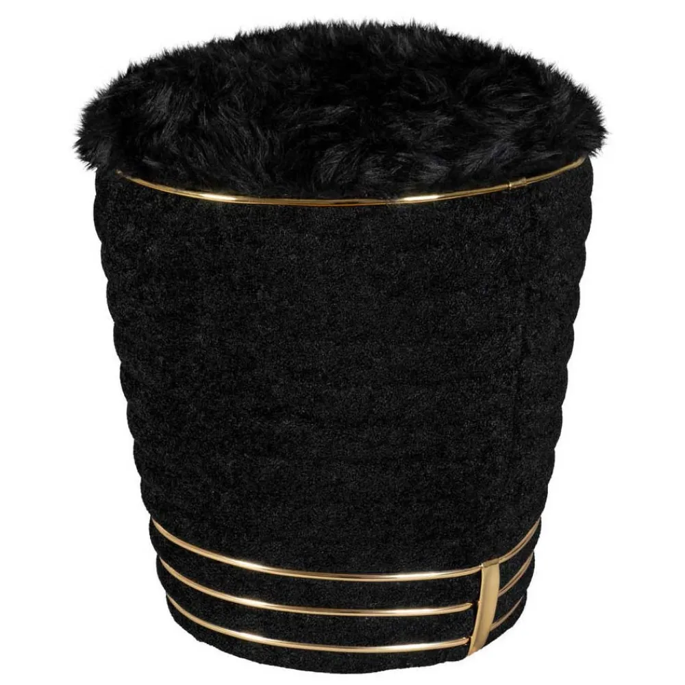 Wohnen Hocker<Polsterhocker in Schwarz mit Gold - Velsamos