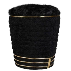 Wohnen Hocker<Polsterhocker in Schwarz mit Gold - Velsamos
