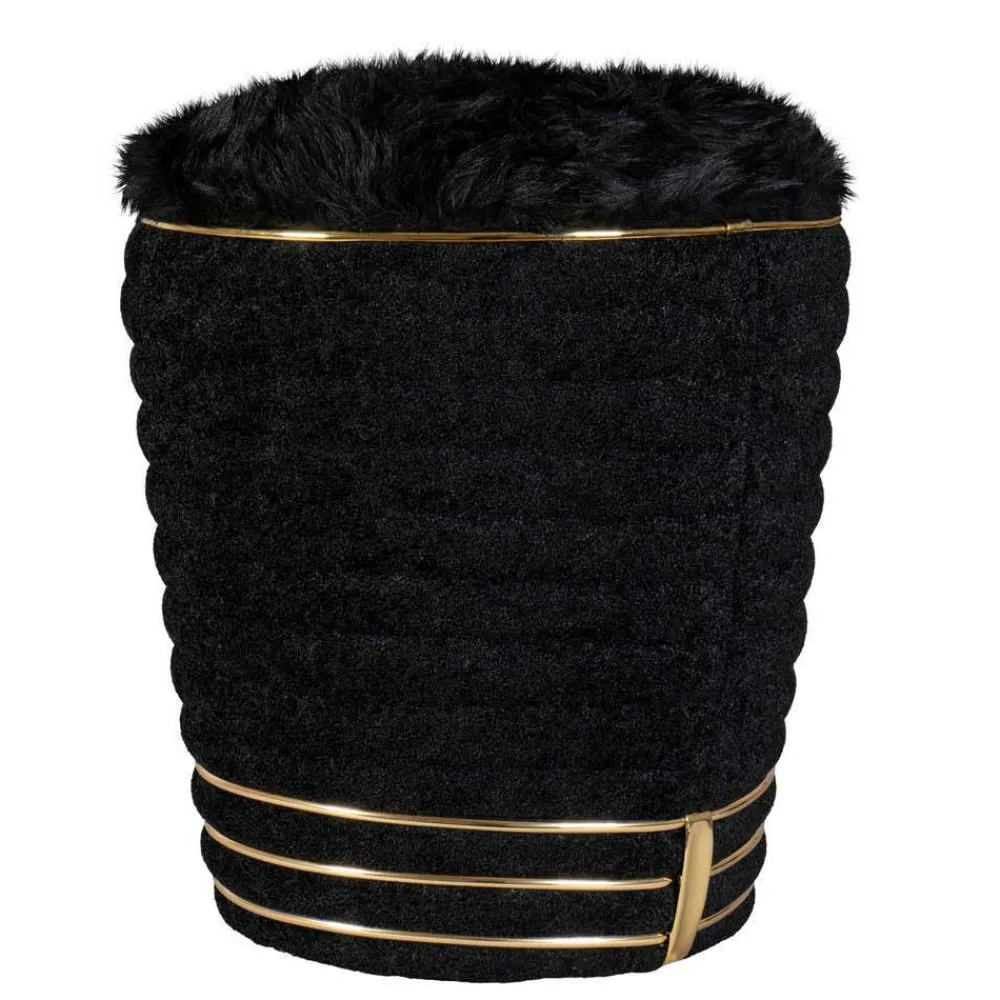 Wohnen Hocker<Polsterhocker in Schwarz mit Gold - Velsamos