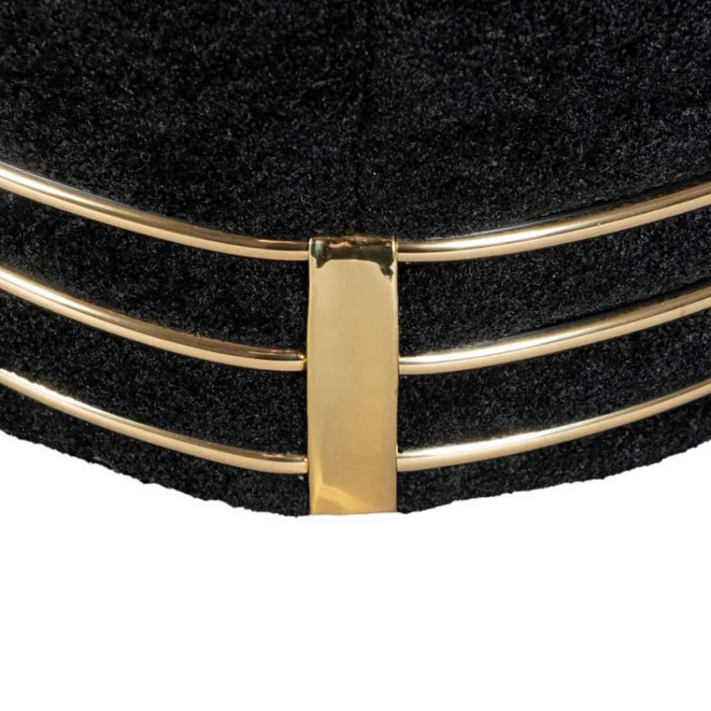 Wohnen Hocker<Polsterhocker in Schwarz mit Gold - Velsamos