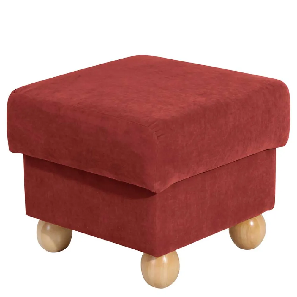 Wohnen Hocker<Polsterhocker in Terracotta und Buche - Jamey