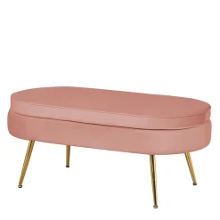 Wohnen Hocker<Polsterhocker mit Samtbezug in Rosa - Kumar
