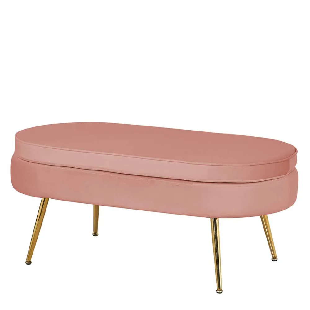 Wohnen Hocker<Polsterhocker mit Samtbezug in Rosa - Kumar