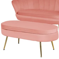 Wohnen Hocker<Polsterhocker mit Samtbezug in Rosa - Kumar
