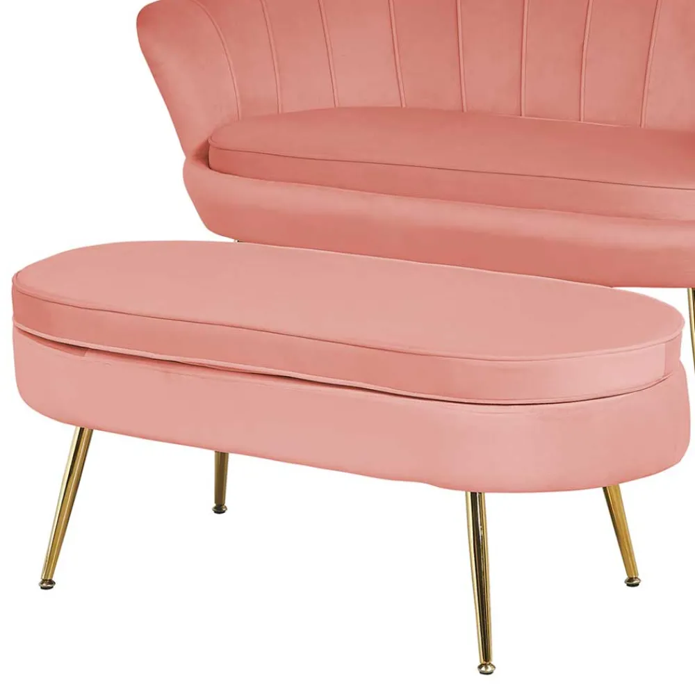 Wohnen Hocker<Polsterhocker mit Samtbezug in Rosa - Kumar