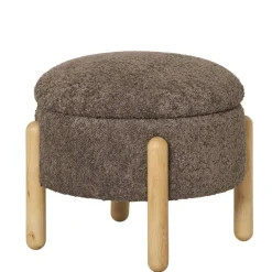 Wohnen Hocker<Polsterhocker mit Truhe in Braun Boucle - Pasterra