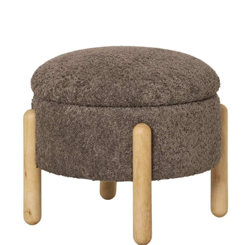Wohnen Hocker<Polsterhocker mit Truhe in Braun Boucle - Pasterra