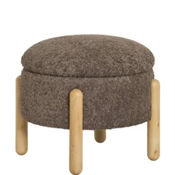 Wohnen Hocker<Polsterhocker mit Truhe in Braun Boucle - Pasterra
