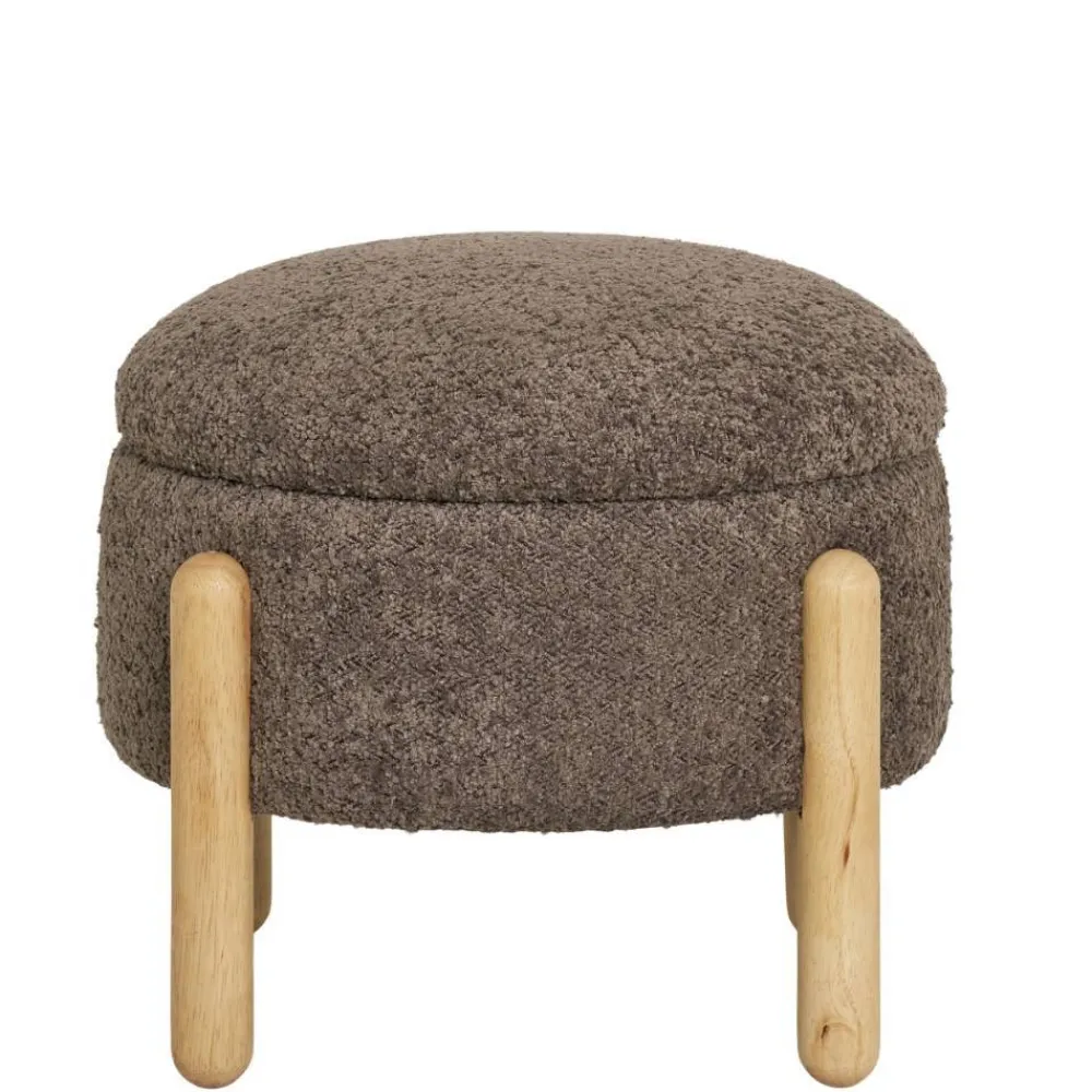 Wohnen Hocker<Polsterhocker mit Truhe in Braun Boucle - Pasterra