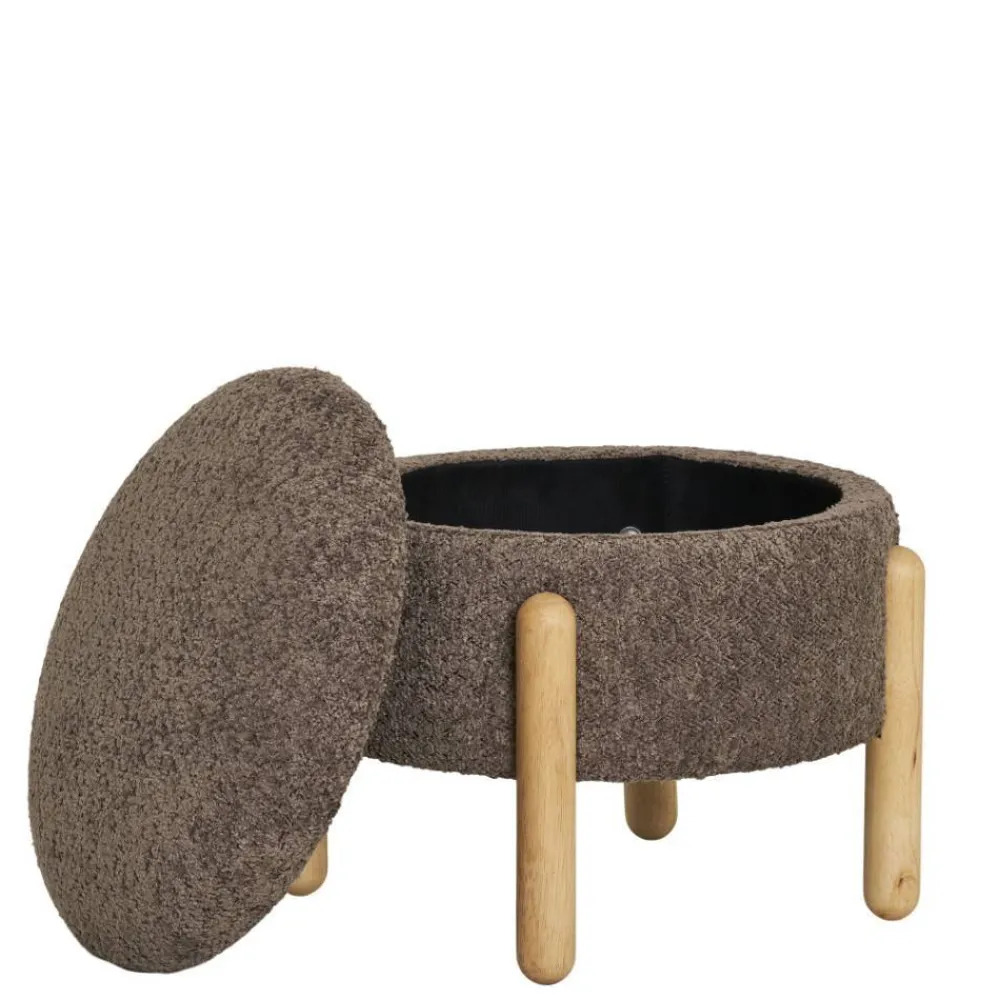 Wohnen Hocker<Polsterhocker mit Truhe in Braun Boucle - Pasterra