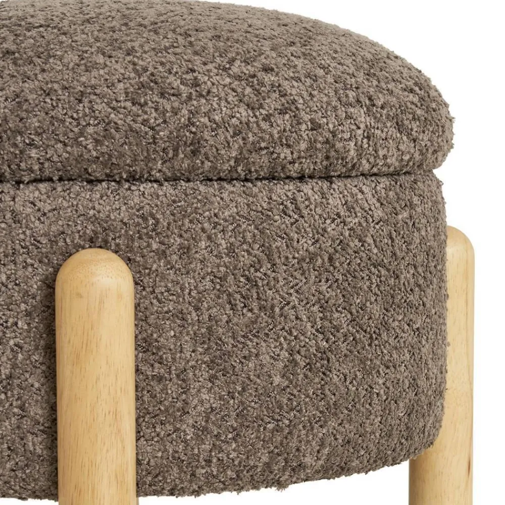 Wohnen Hocker<Polsterhocker mit Truhe in Braun Boucle - Pasterra
