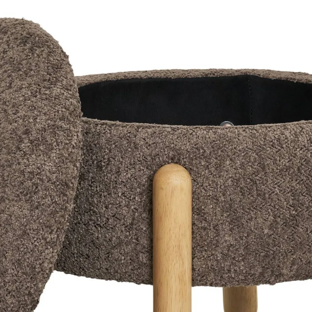 Wohnen Hocker<Polsterhocker mit Truhe in Braun Boucle - Pasterra