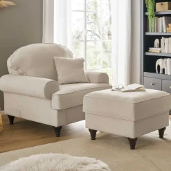 Wohnen Sessel<Polstersessel & Hocker in Beige - Merandes (zweiteilig)