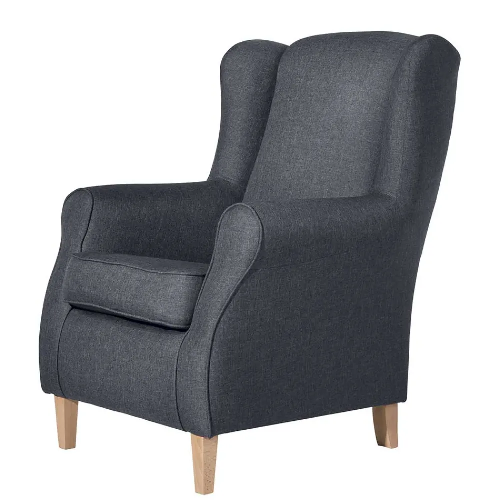 Wohnen Sessel<Polstersessel in Jeansblau und Buche - Patronia
