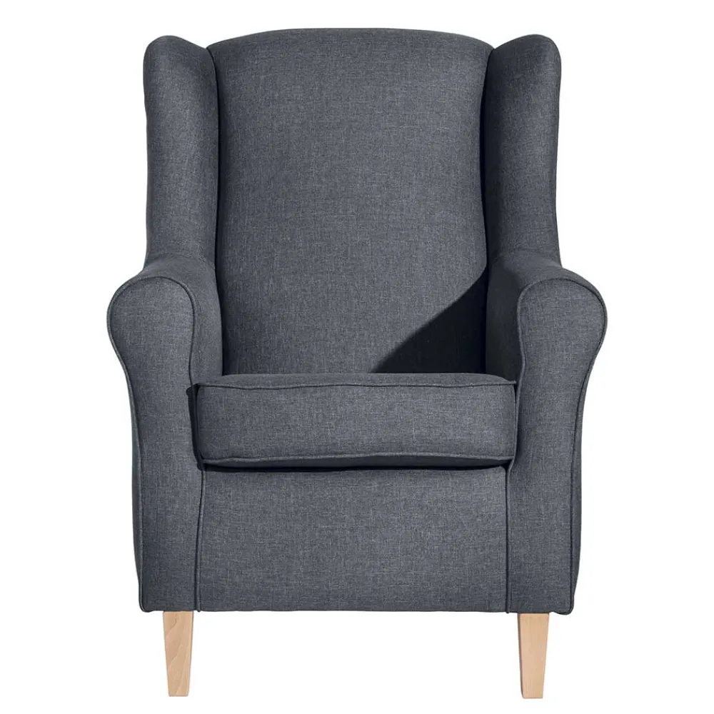 Wohnen Sessel<Polstersessel in Jeansblau und Buche - Patronia