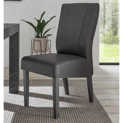 Wohnen Stühle<Polsterstühle aus Kunstleder & Massivholz - Artiga (2er Set)