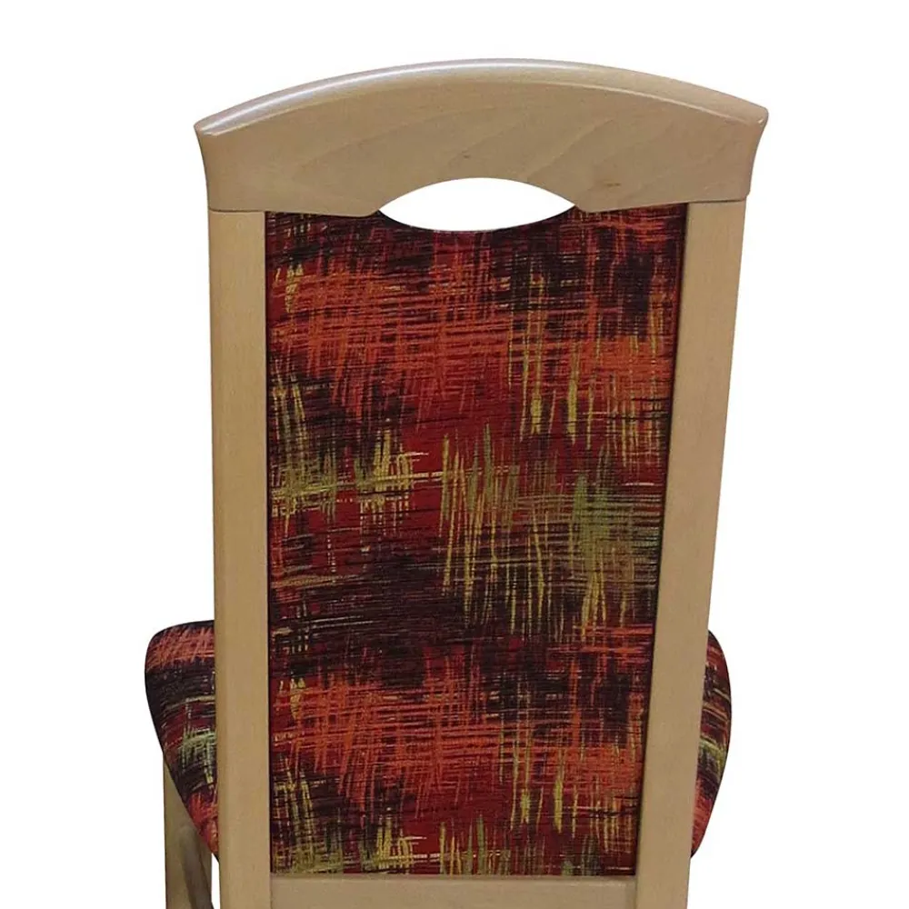 Wohnen Stühle<Polsterstuhl mit Stoff Rot gemustert Cora & Buchefarben (2er Set)