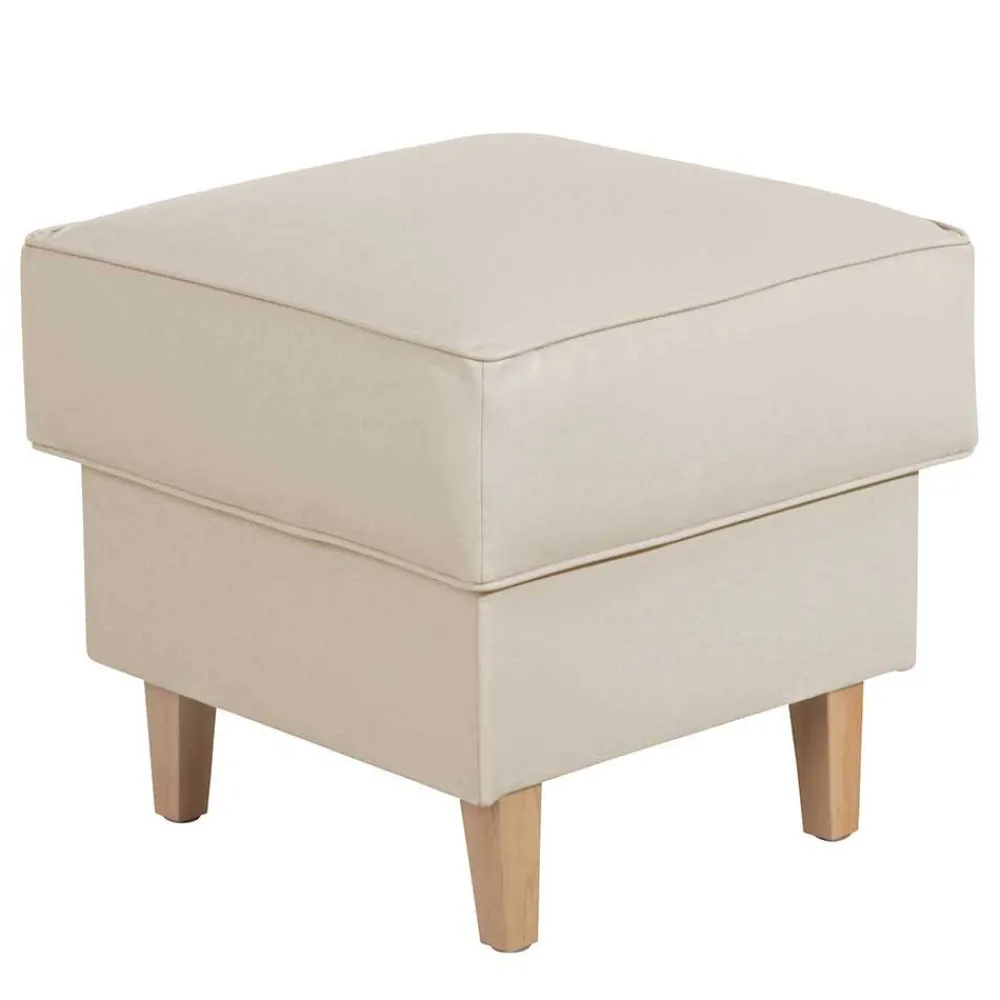 Wohnen Hocker<Quadrat Hocker in Beige Kunstleder - Charleen