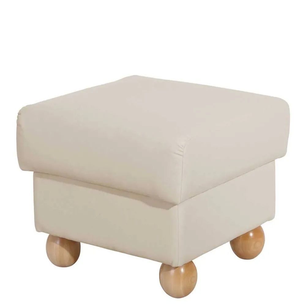 Wohnen Hocker<Quadrat Hocker in Beige Kunstlederbezug - Sharay