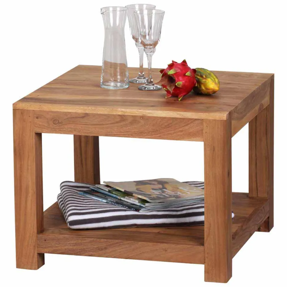 Wohnen Tische<Quadratischer Couchtisch Vislan aus Holz naturbelassen Akazie massiv