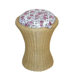 Wohnen Hocker<Rattan Wäschekorb & Hocker Ambros mit Polster Blumen-Motiv