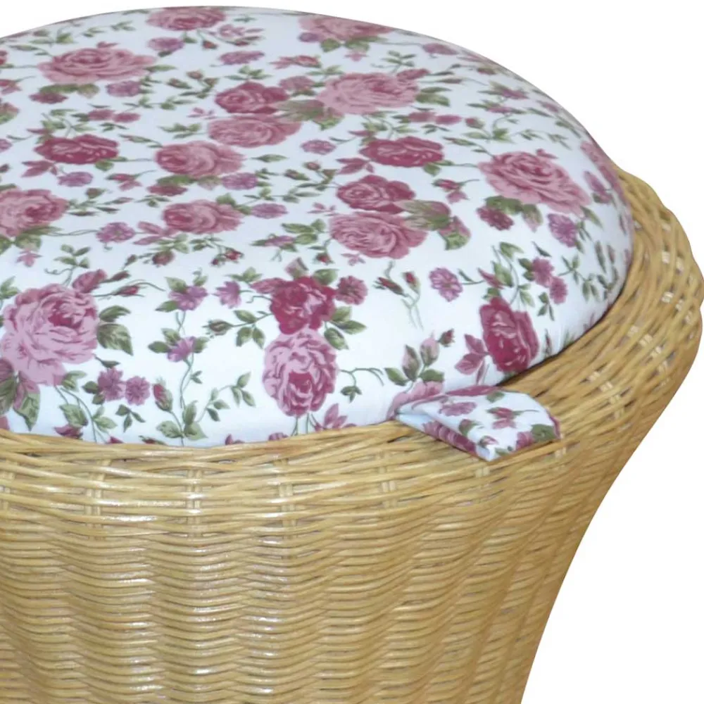 Wohnen Hocker<Rattan Wäschekorb & Hocker Ambros mit Polster Blumen-Motiv