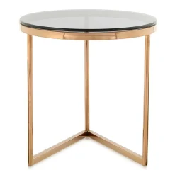 Wohnen Tische<Rauchglas Beistelltisch mit Gestell in Rosegold - Shivan