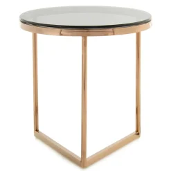 Wohnen Tische<Rauchglas Beistelltisch mit Gestell in Rosegold - Shivan