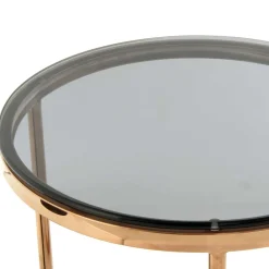 Wohnen Tische<Rauchglas Beistelltisch mit Gestell in Rosegold - Shivan