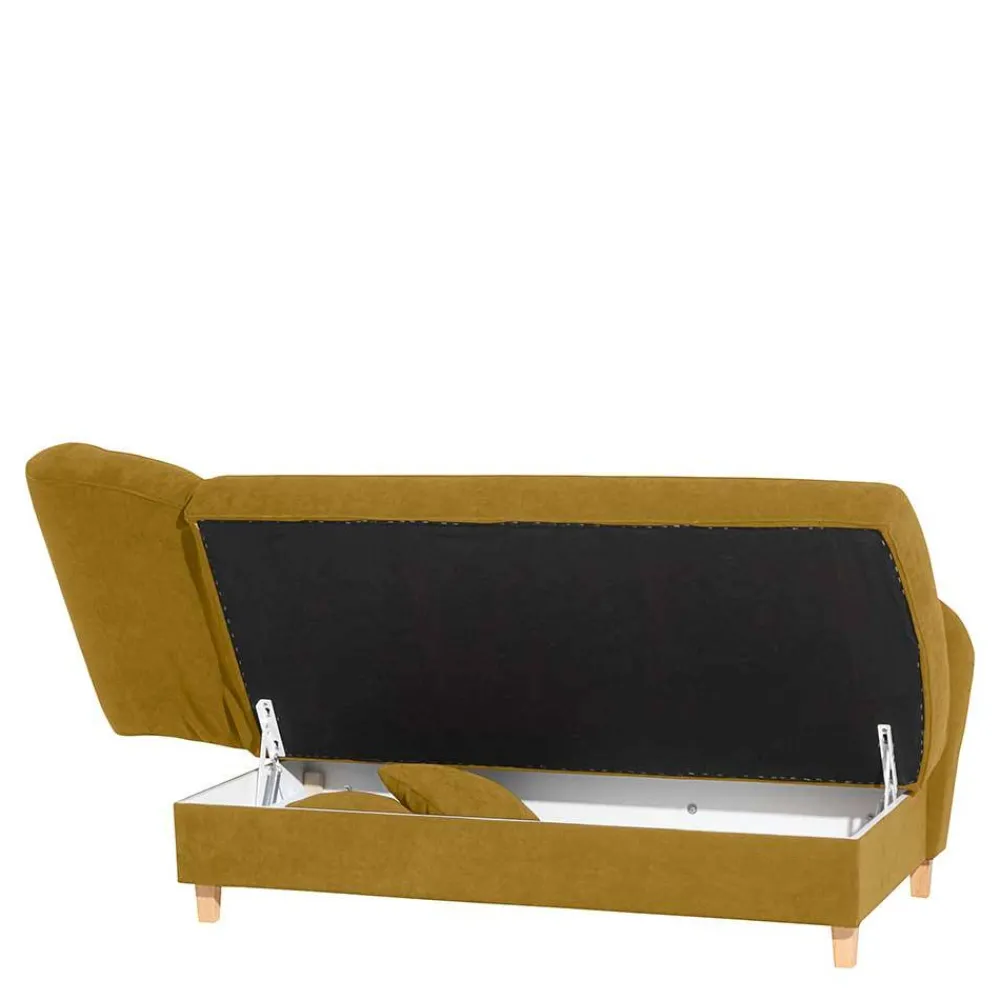 Wohnen Sofas<Recamiere in Gelb Velours mit Buche - Lachea