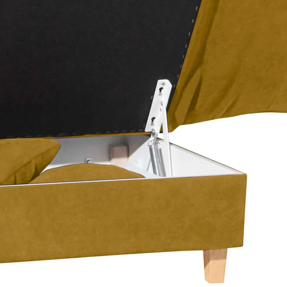 Wohnen Sofas<Recamiere in Gelb Velours mit Buche - Lachea