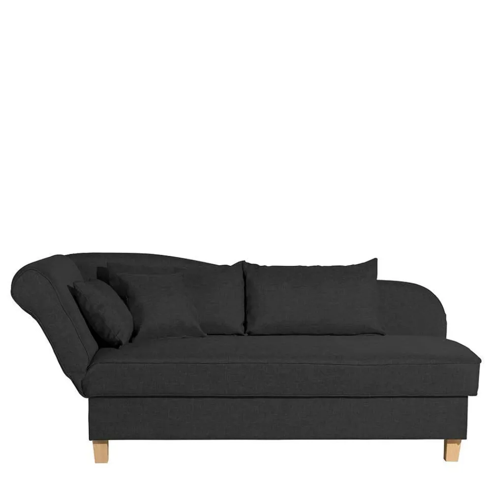 Wohnen Sofas<Recamiere in Schwarz und Buche - Mikana
