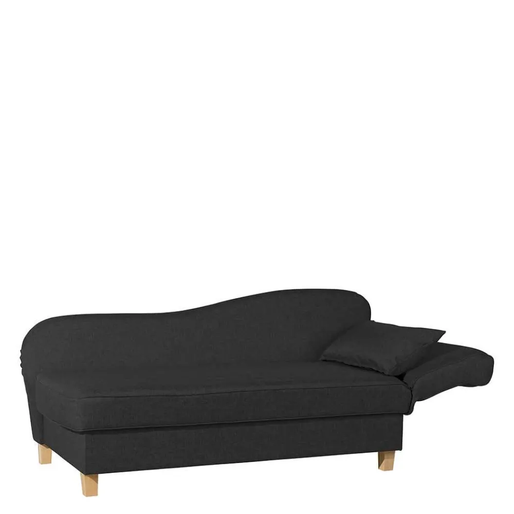 Wohnen Sofas<Recamiere in Schwarz und Buche - Mikana
