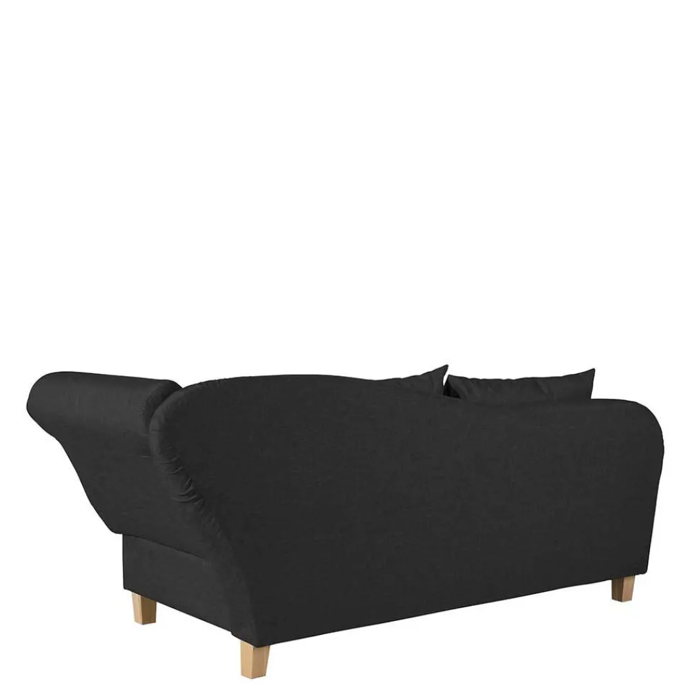 Wohnen Sofas<Recamiere in Schwarz und Buche - Mikana
